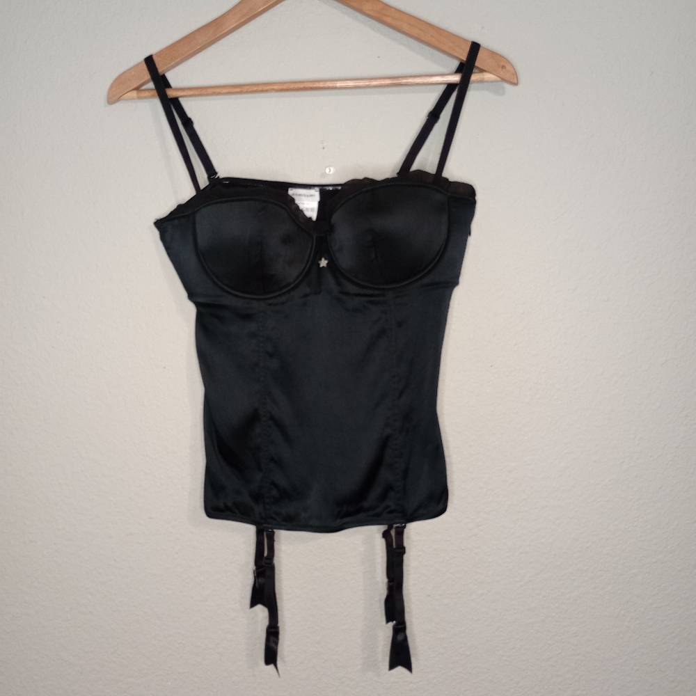 intimissimi silk blend whimsigoth bustier corset top with garter straps size 34C